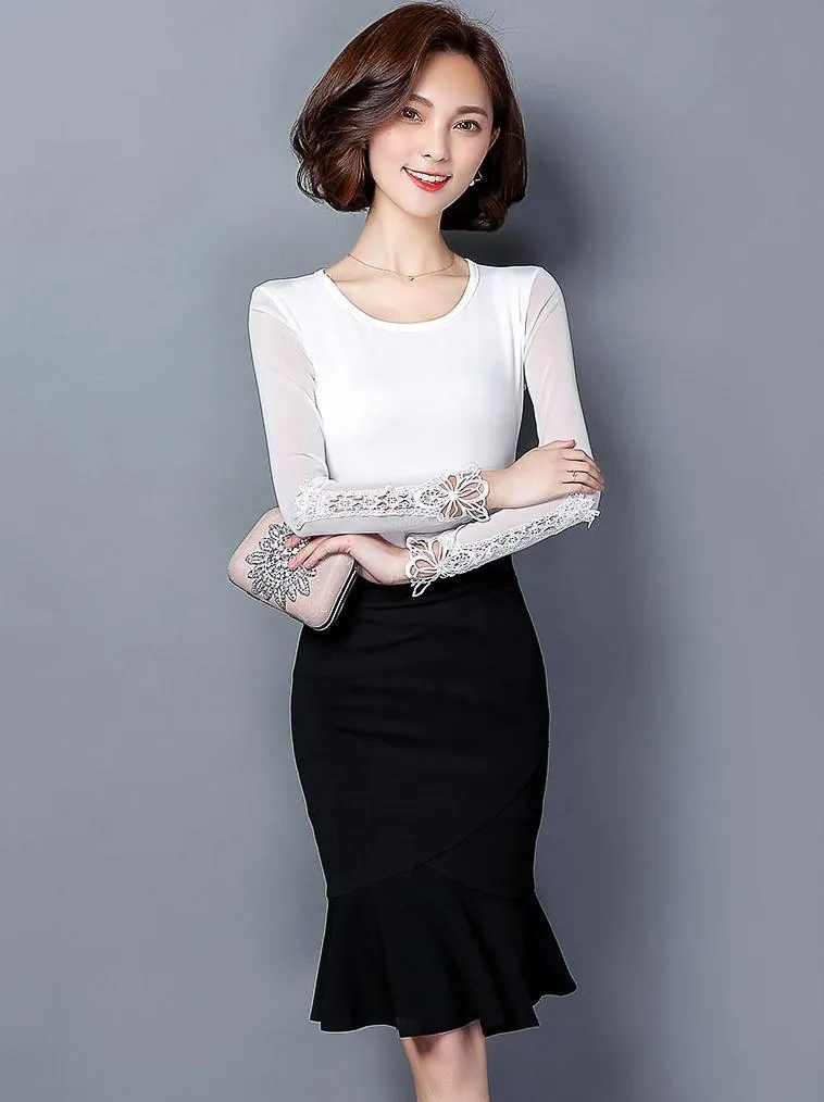 Dressy Sheer Lace Blouse Top