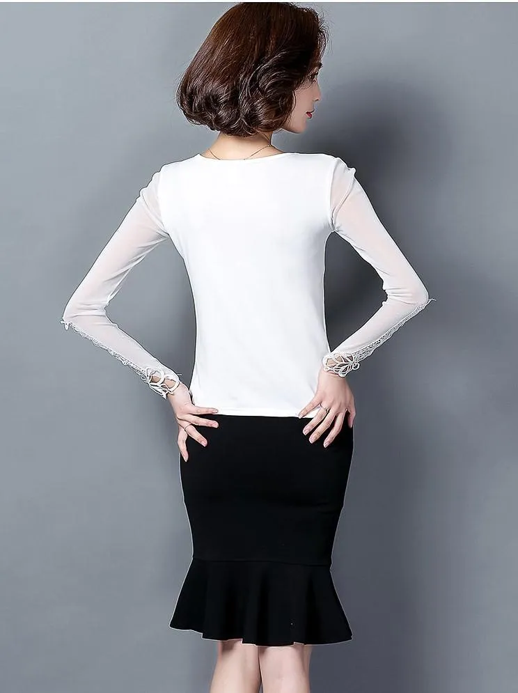 Dressy Sheer Lace Blouse Top