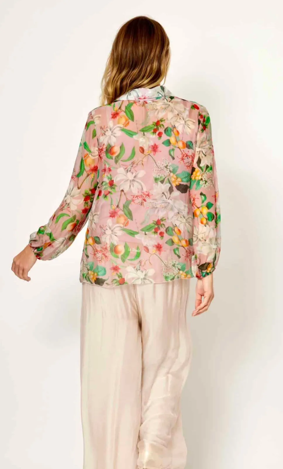 Dusty Pink/Green Floral Silk Top