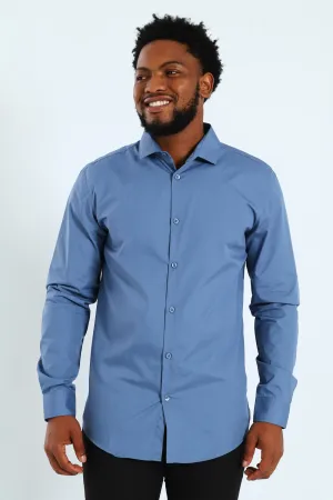 Easy Care Long Sleeve Shirt - Mid Blue