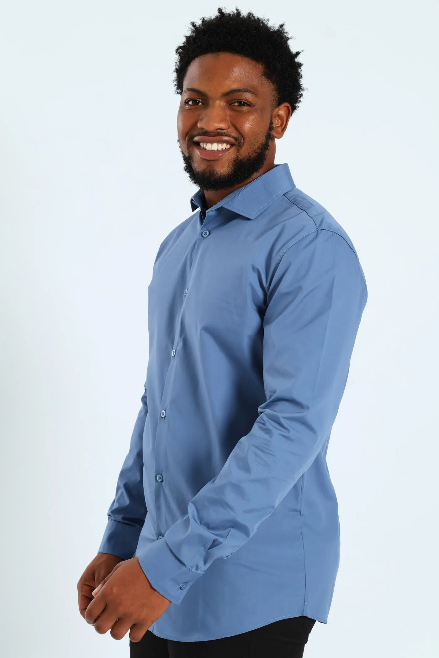 Easy Care Long Sleeve Shirt - Mid Blue