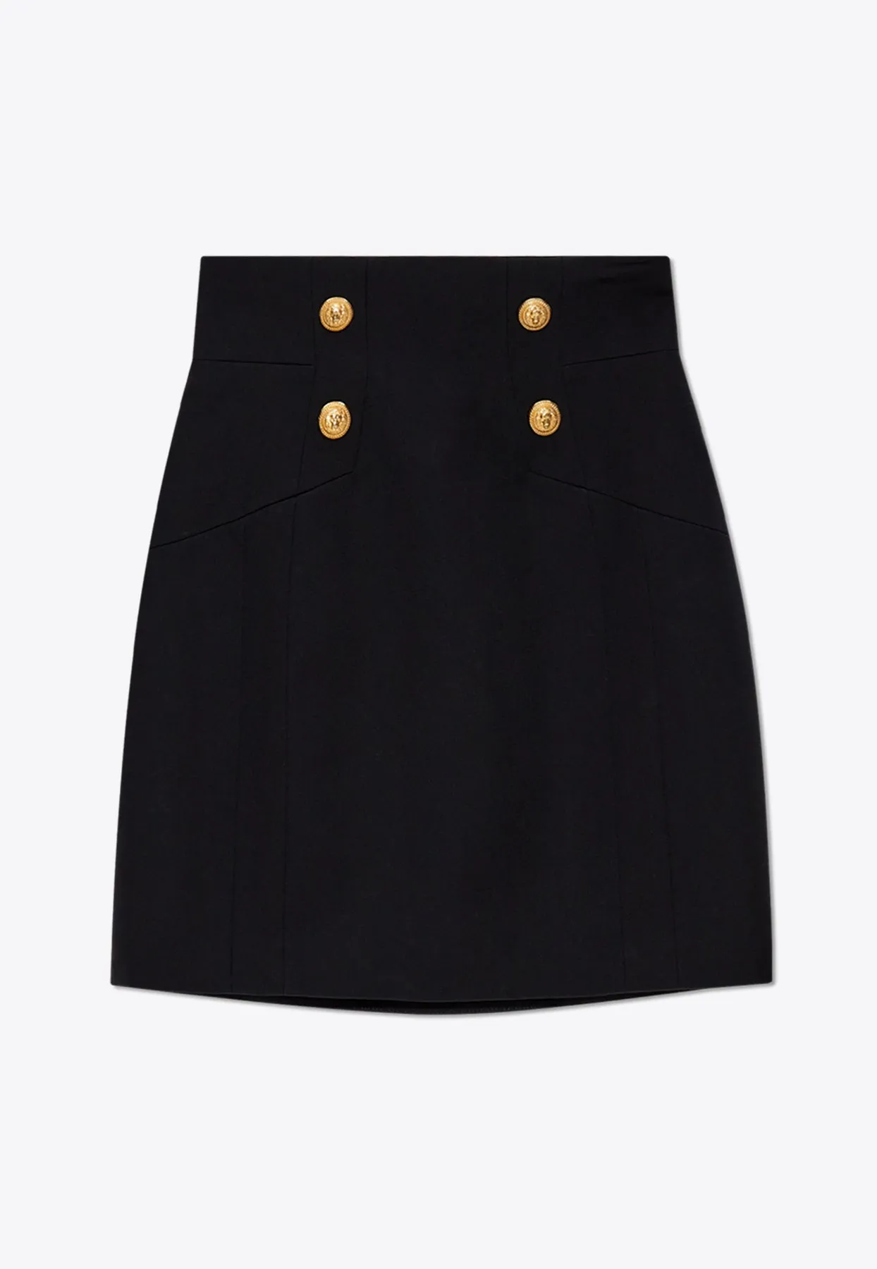 Embossed Buttons Wool Mini Skirt