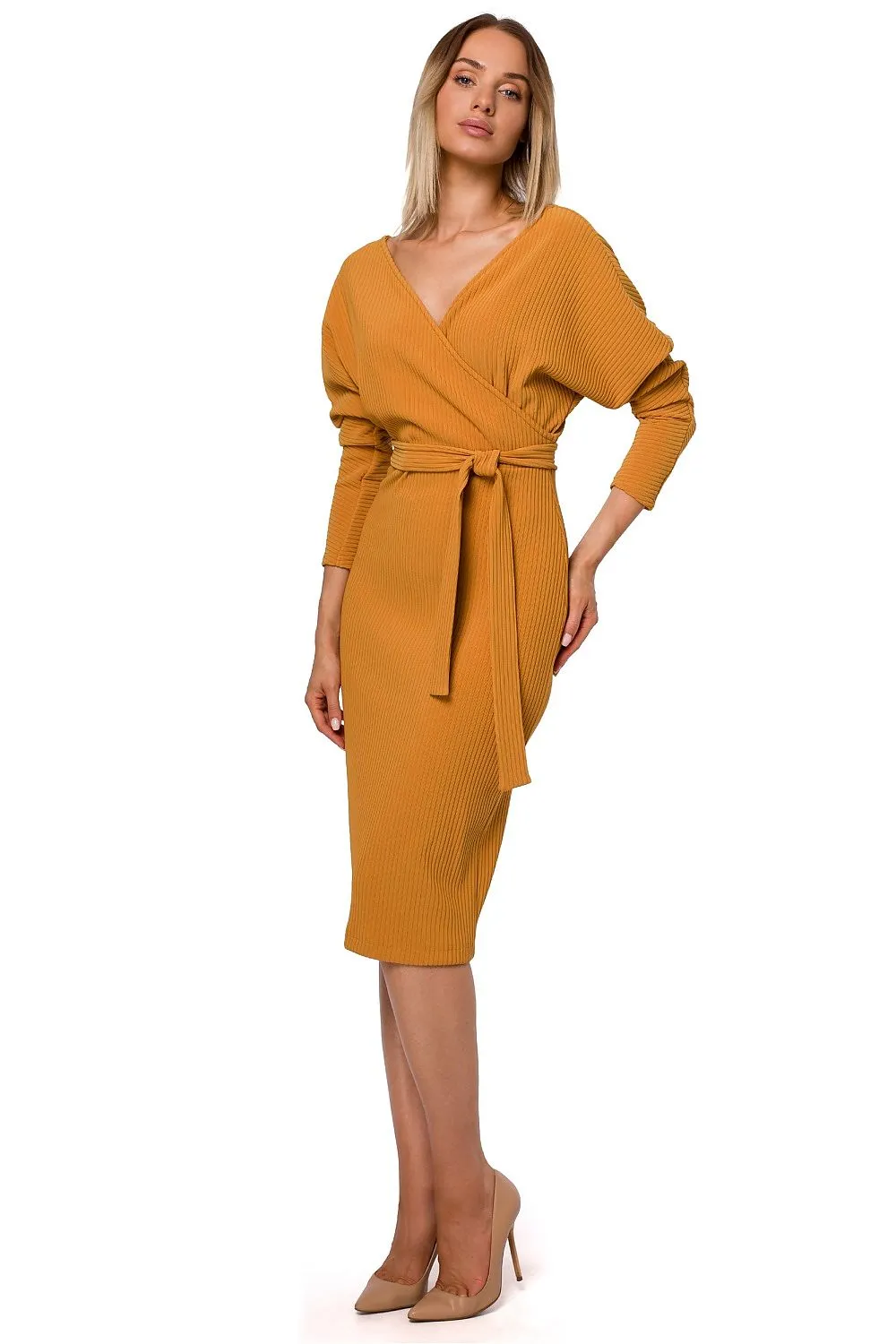Envelope Fitted Dress With Belt