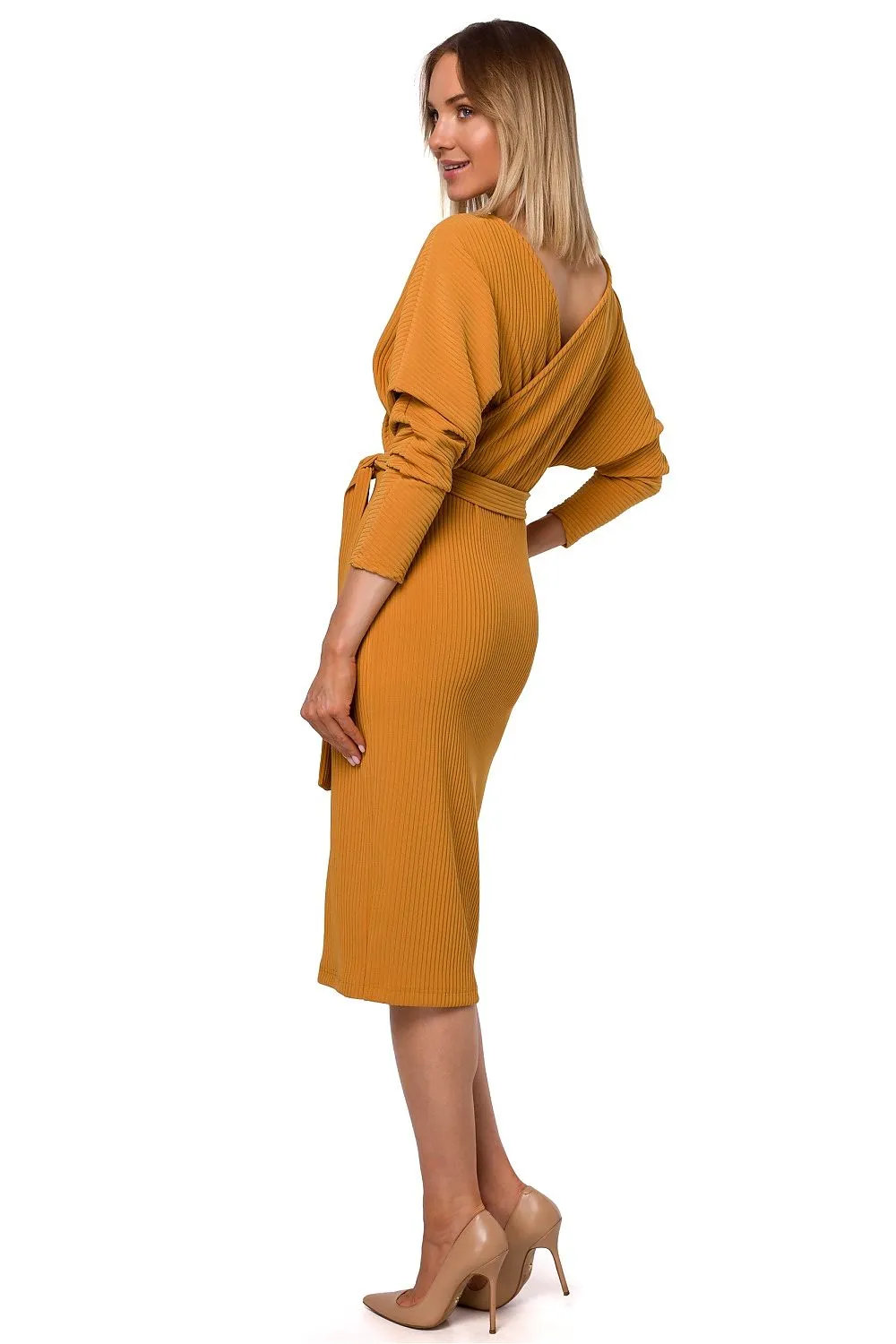 Envelope Fitted Dress With Belt