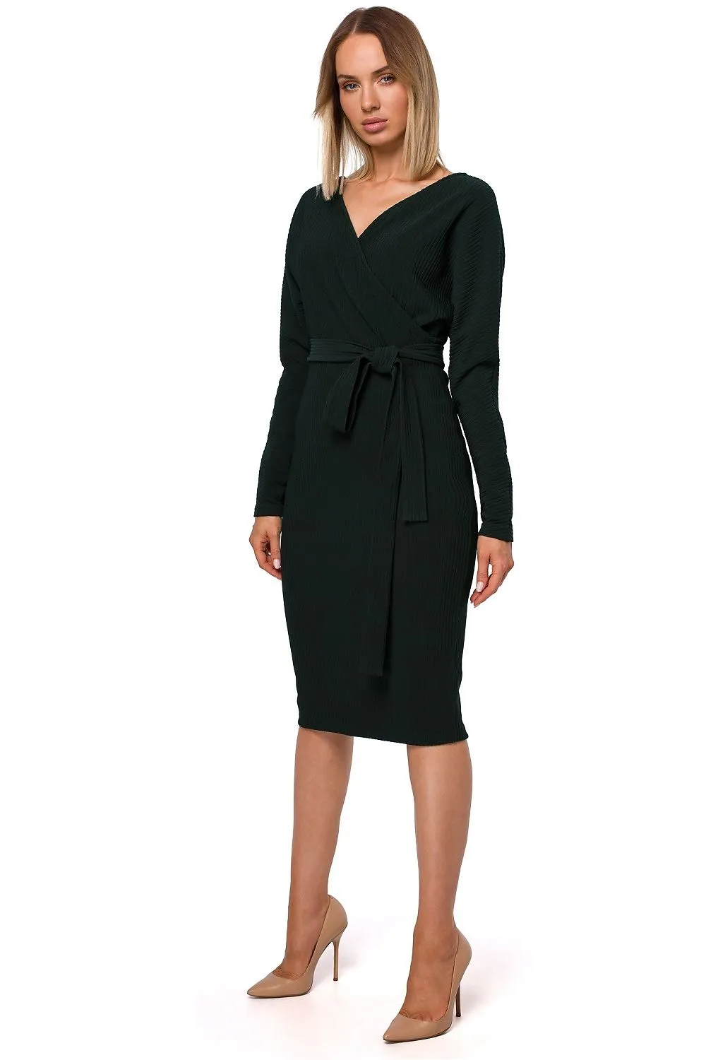Envelope Fitted Dress With Belt