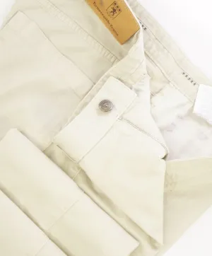 ERMENEGILDO ZEGNA - Beige 5-Pocket Twill Weave Logo Pants - 36W