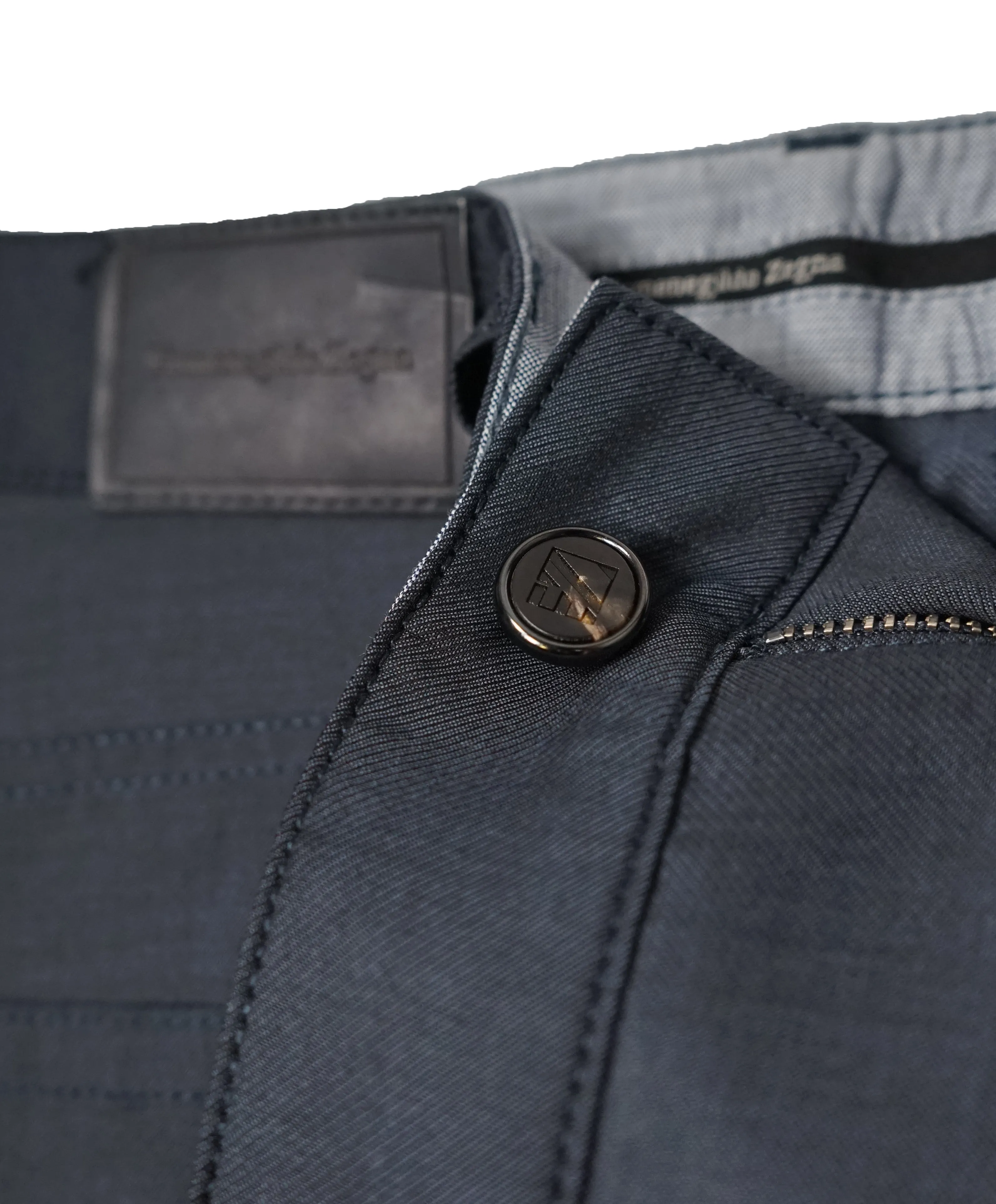 ERMENEGILDO ZEGNA - Pastel Blue 5-Pocket Twill Weave Pants - 34W