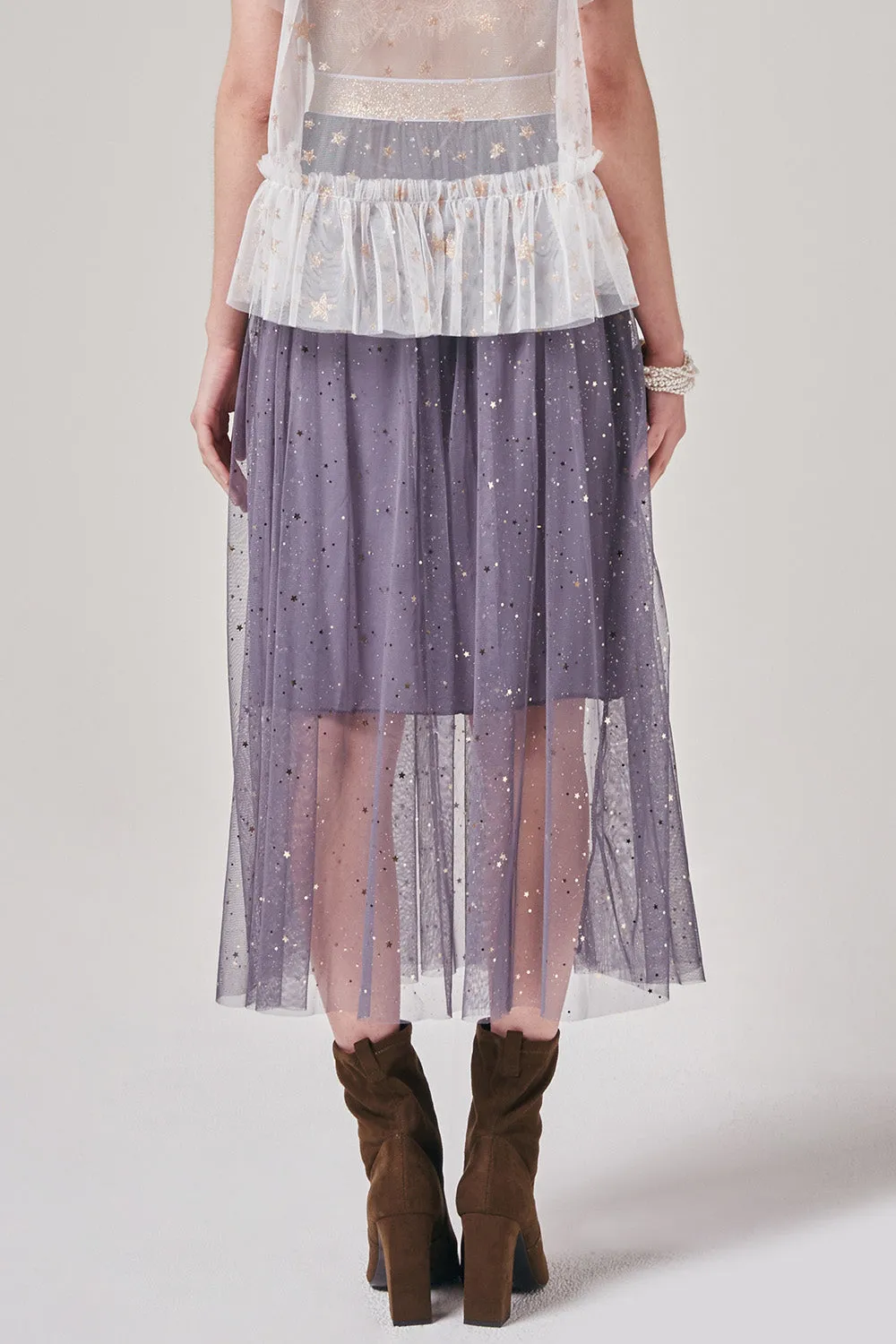Esther Flowy Star Mesh Skirt
