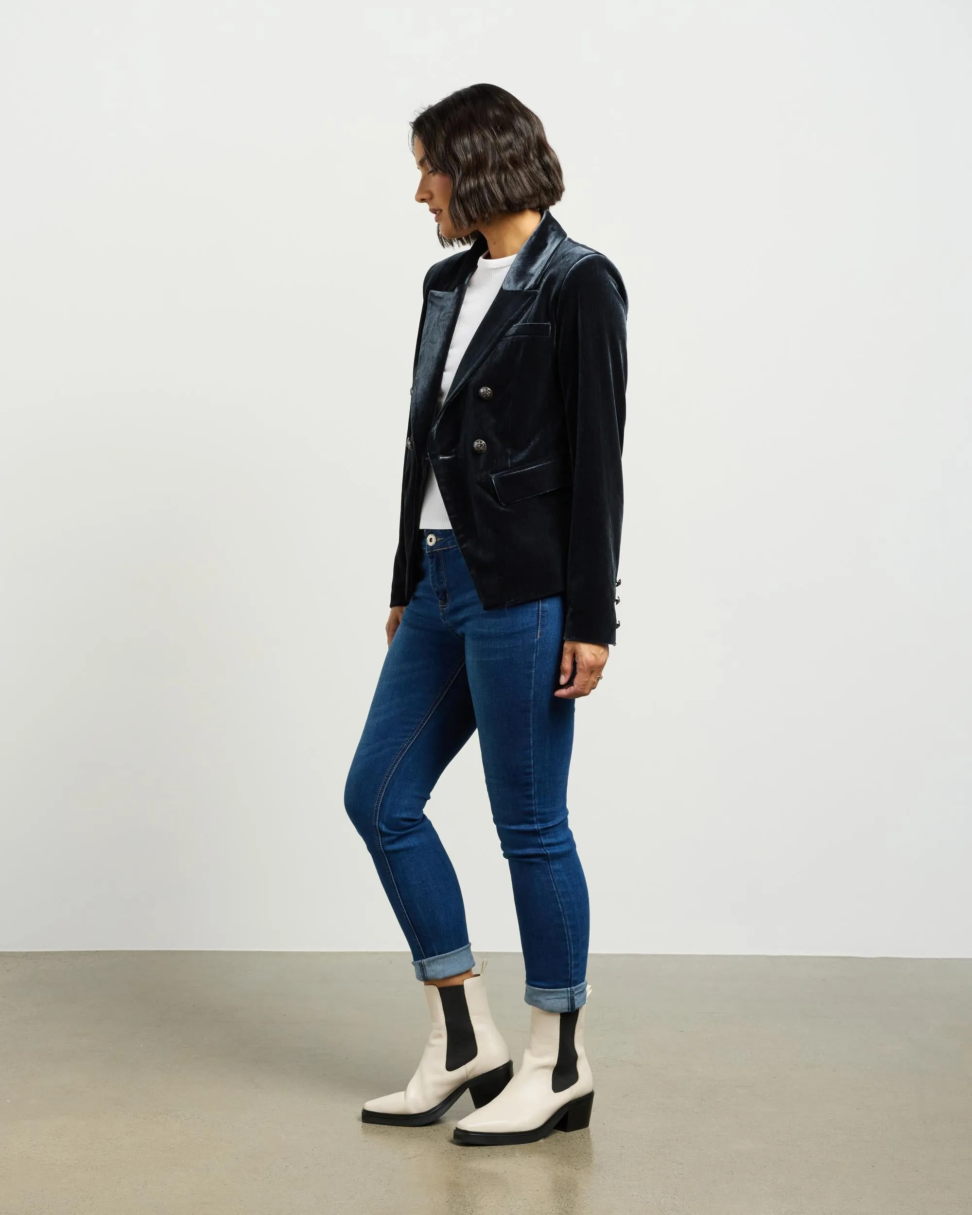 Et Alia Ashton Blazer - Slate Vintage Velvet