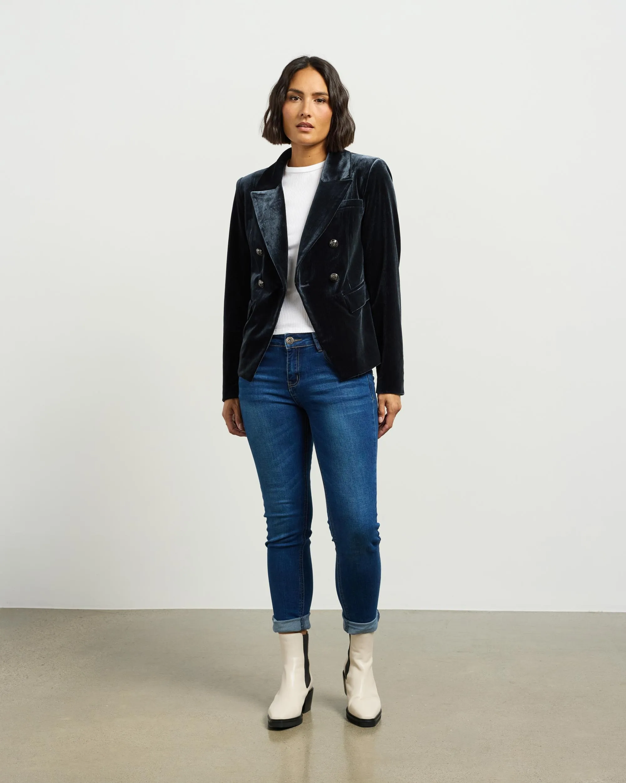 Et Alia Ashton Blazer - Slate Vintage Velvet