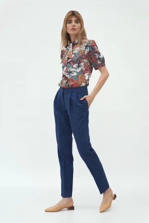 Exposed Waist Wide-Leg Trousers