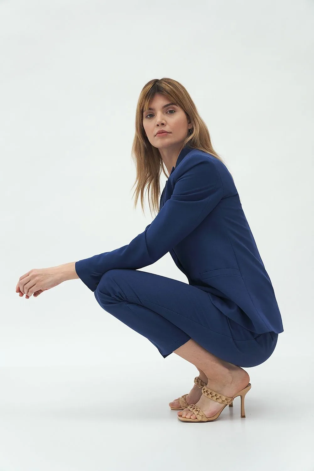 Exposed Waist Wide-Leg Trousers