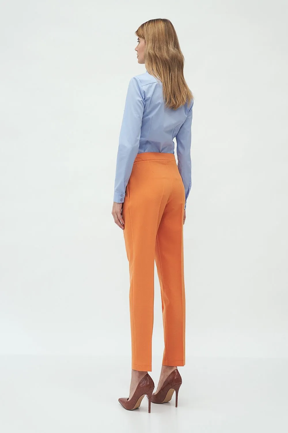 Exposed Waist Wide-Leg Trousers