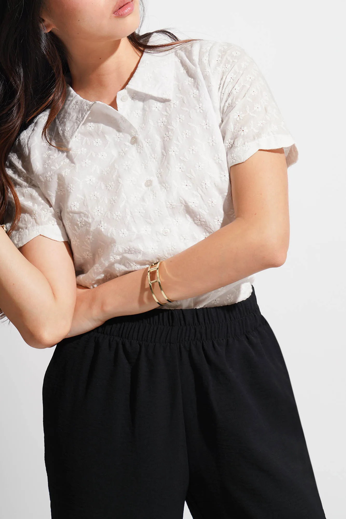 Eyelet Button Down Shirt