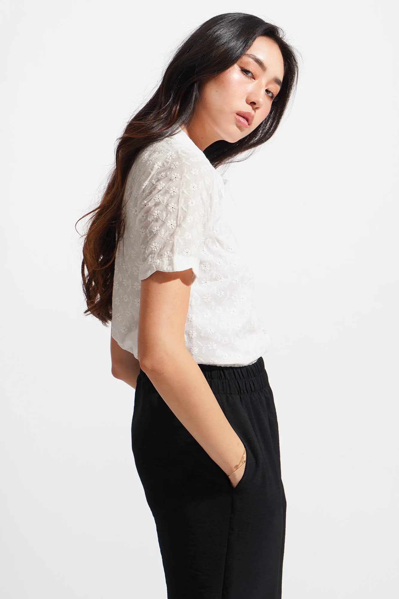 Eyelet Button Down Shirt