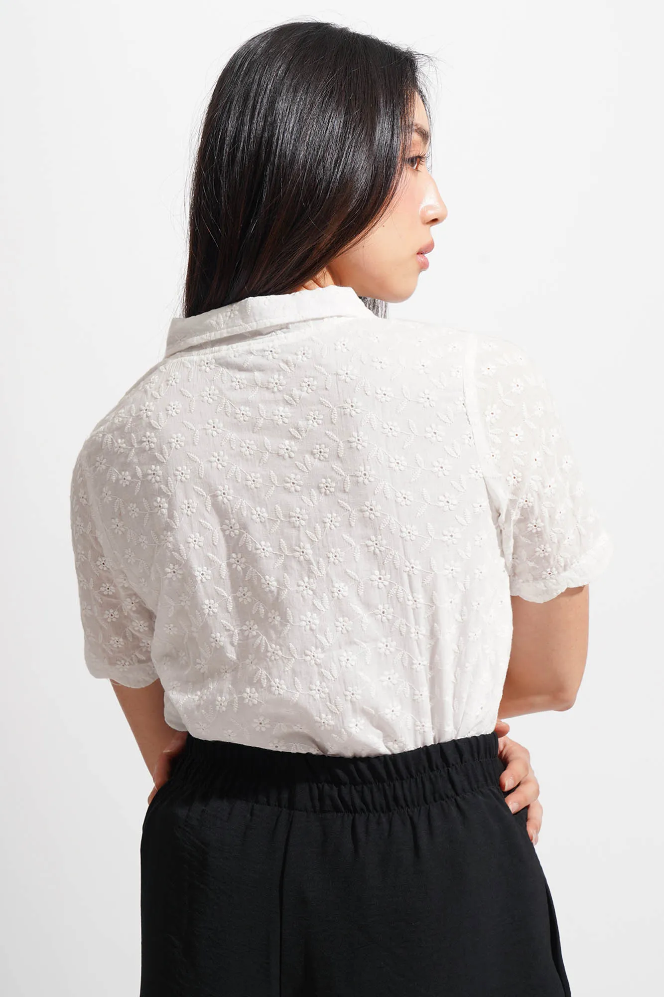 Eyelet Button Down Shirt