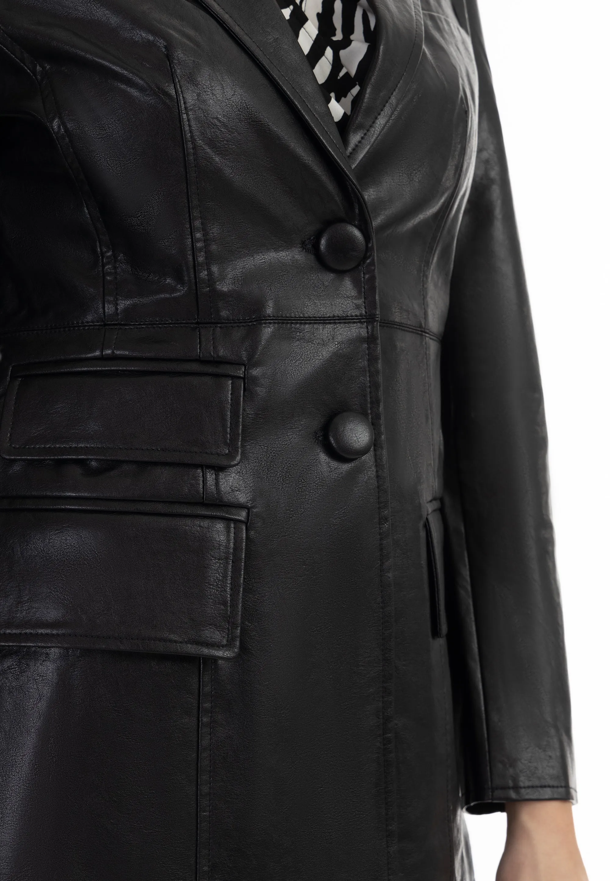 faina Women's Faux Leather Blazer