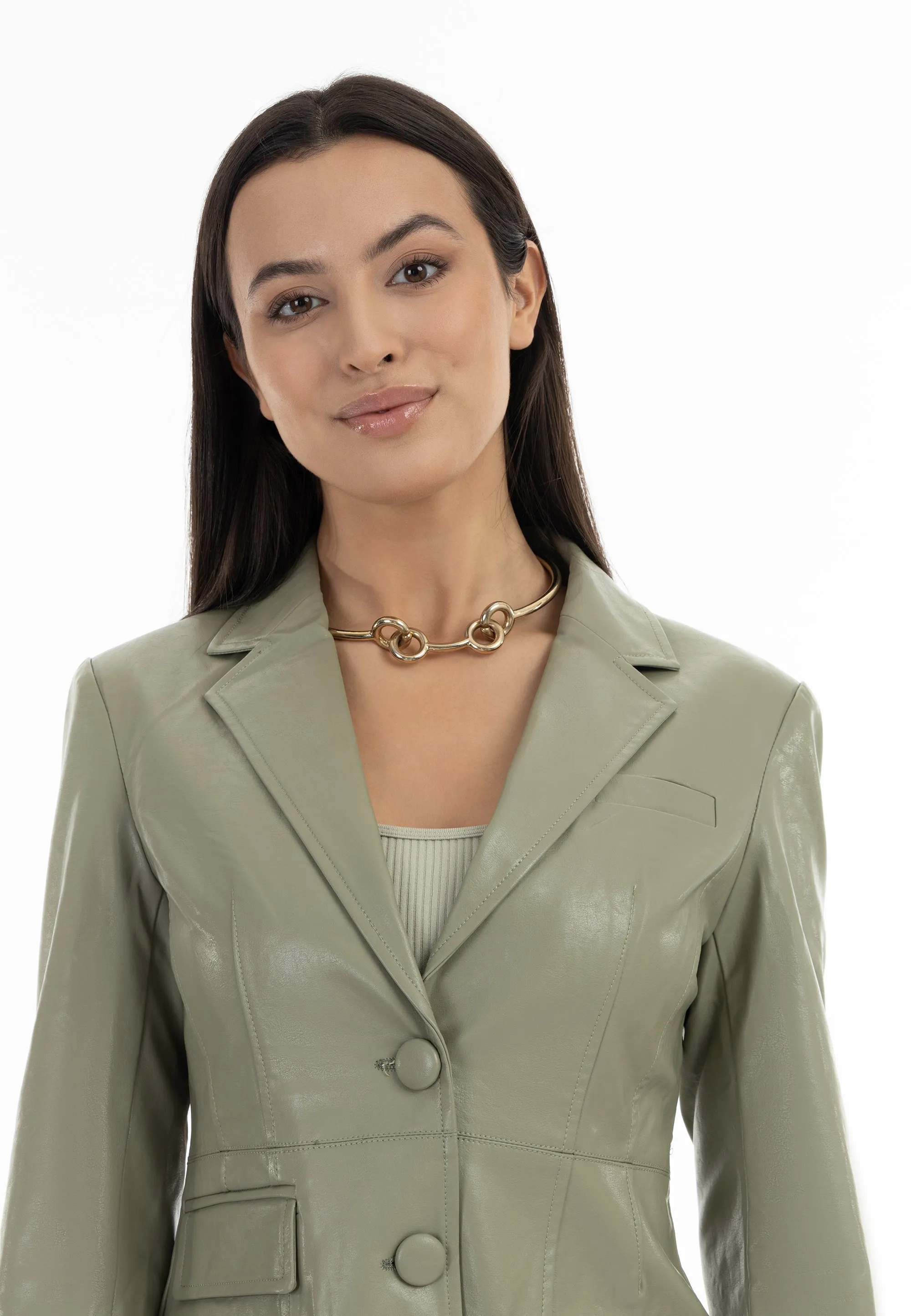 faina Women's Faux Leather Blazer