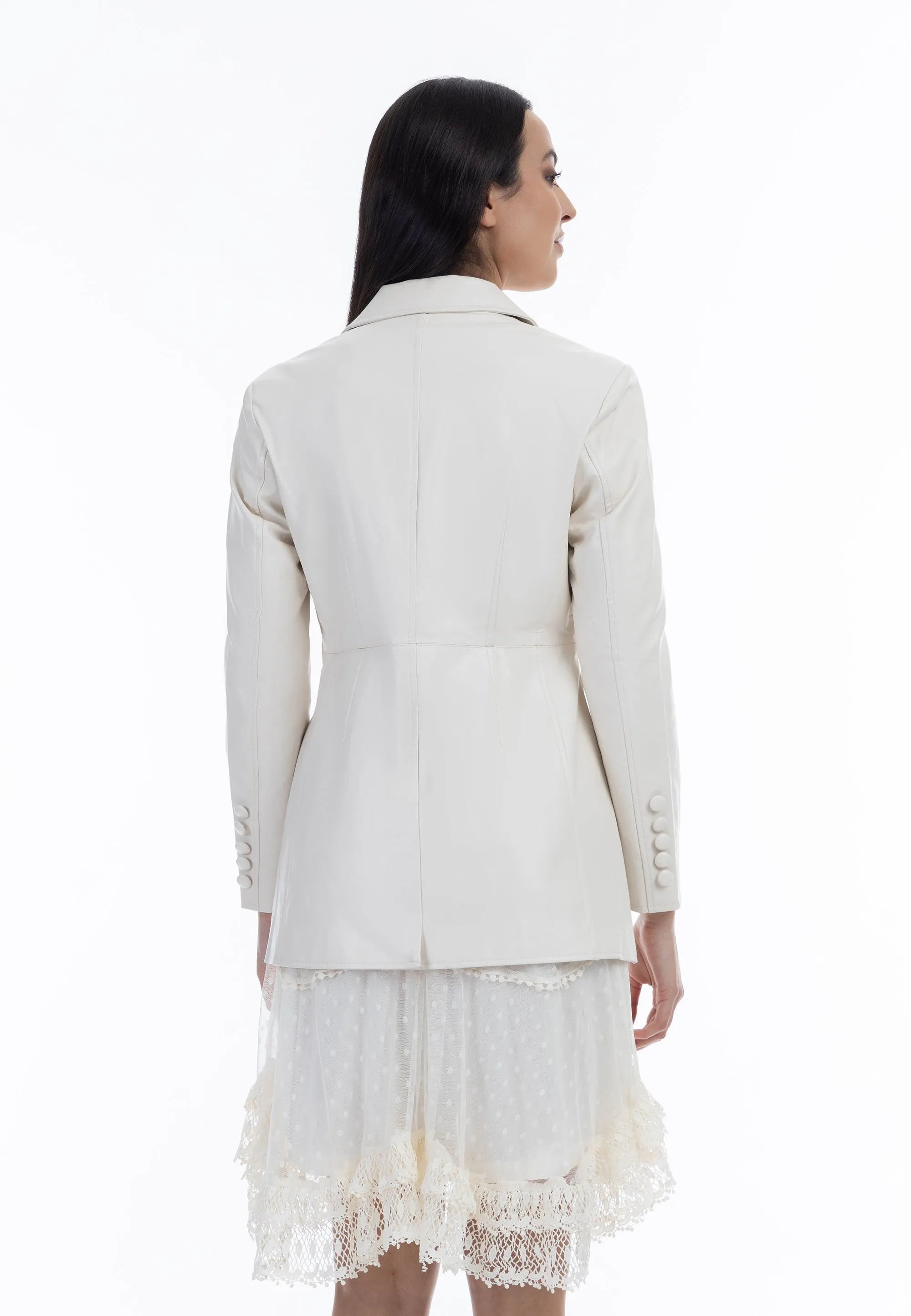 faina Women's Faux Leather Blazer