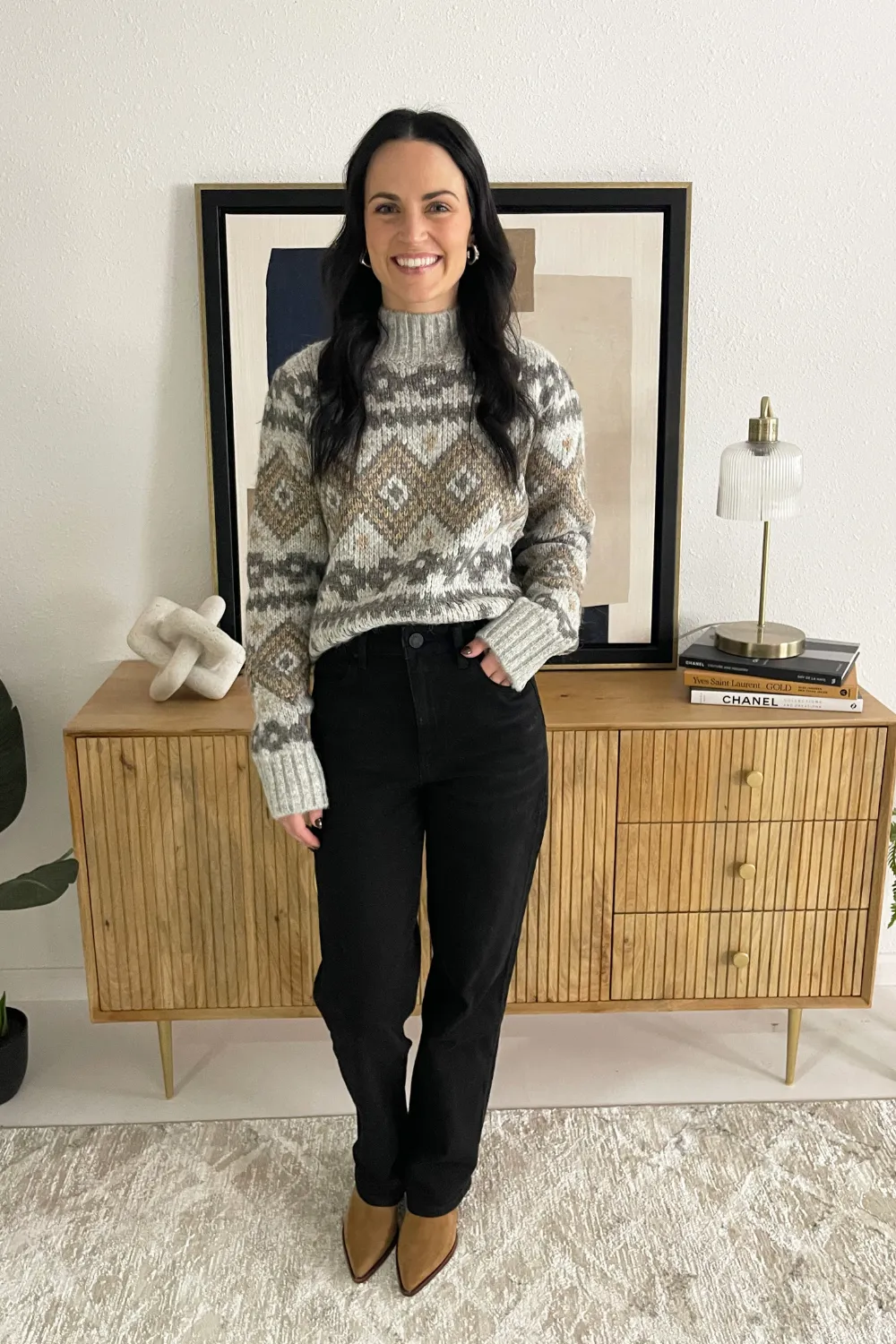 Fair Isle Mock Neck Sweater