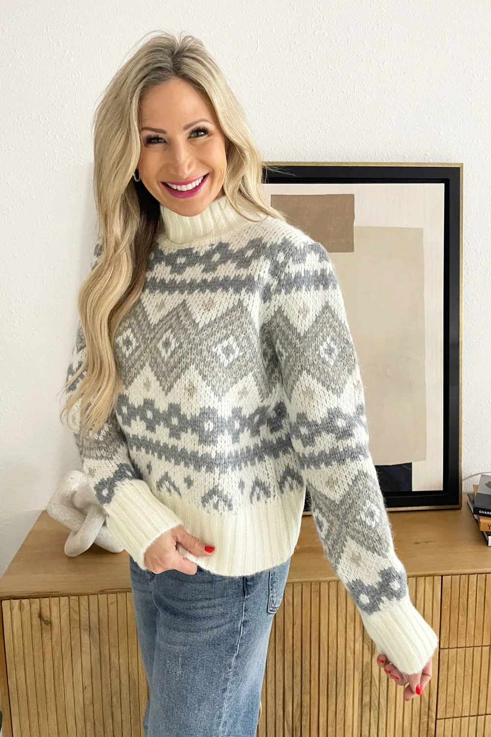 Fair Isle Mock Neck Sweater