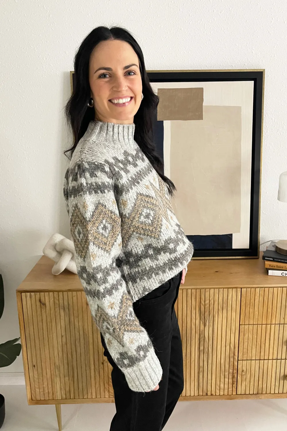 Fair Isle Mock Neck Sweater