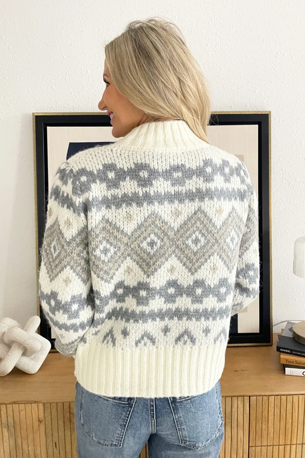 Fair Isle Mock Neck Sweater