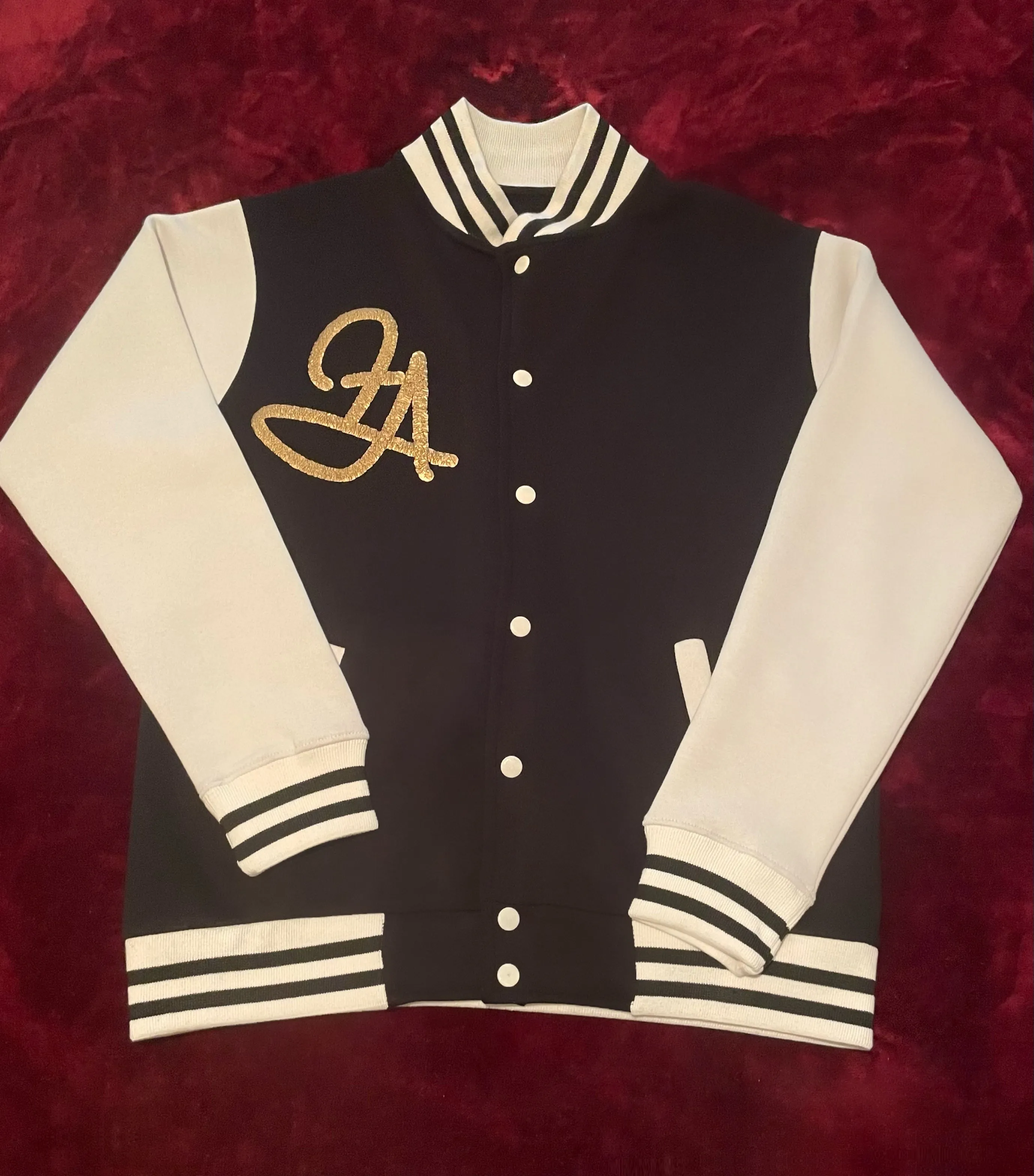 Fallon Aurielle Unisex Signature Taurus Bull Logo & Name Zodiac Jacket (Black, Antique Gold & White)