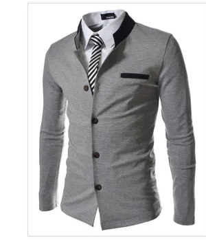 Fashion Brand Men's spell color Collar Slim Fit Blazer Suits (without Shirt and Tie) (Asia Size)