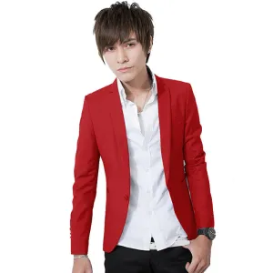 Fashion Candy Color Stylish Slim Fit Men's Suit Jacket Casual Business Dress Blazers