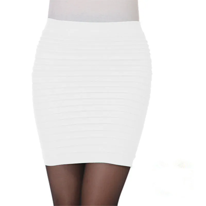 Fashion Women Ladies Sexy Pencil Skirt Seamless Elastic Pleated High Waist Slim Mini Skirts For Office Party Z2