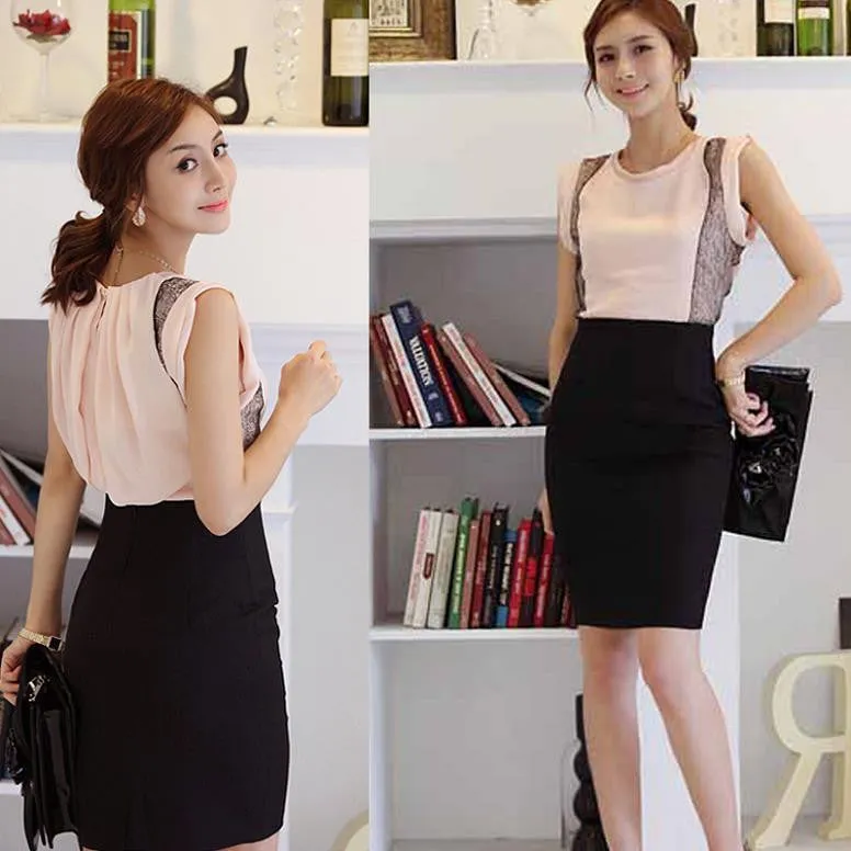 Fashion Women Slim Fitted Knee Length Straight Pencil Midi Skirt High Waist OL Career Skirts