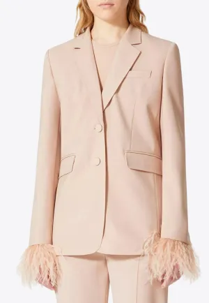 Feather-Trimmed Wool Blazer