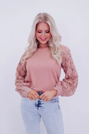 Fiori Lace Sleeve Top - Mauve