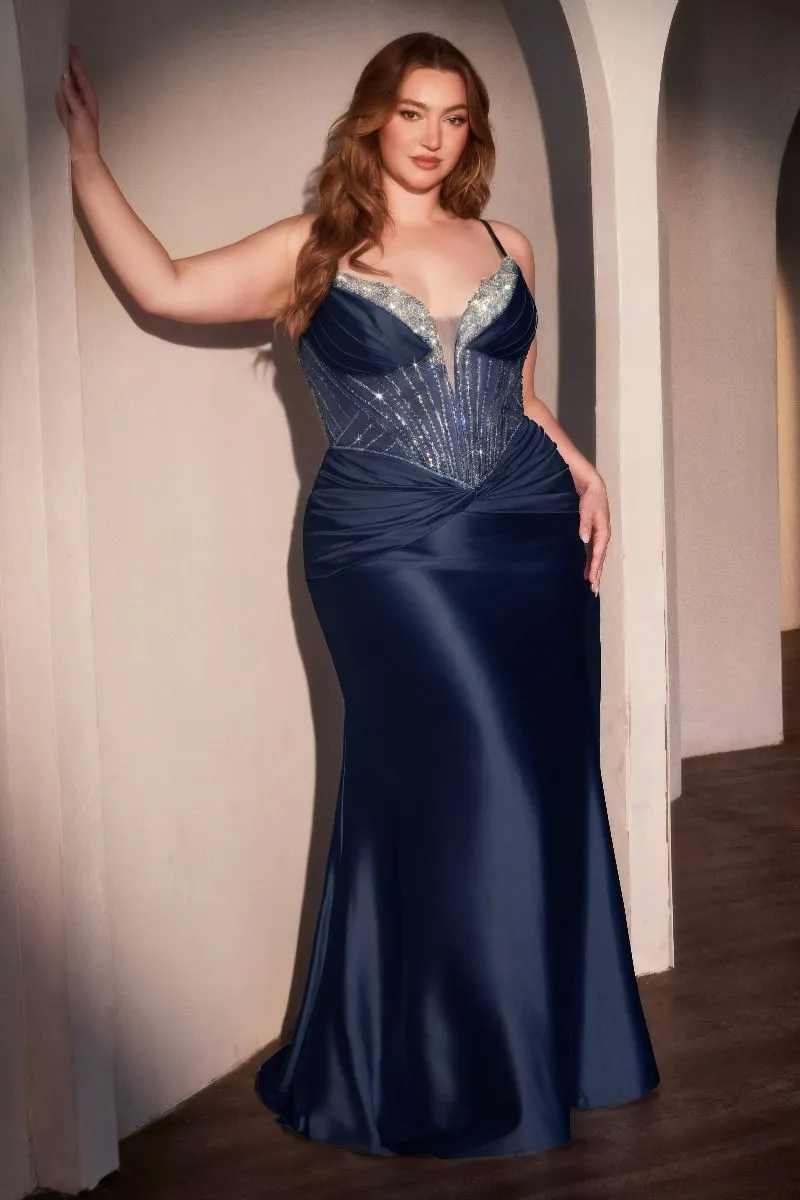 Fitted Satin Embellished Dress (CD752C)