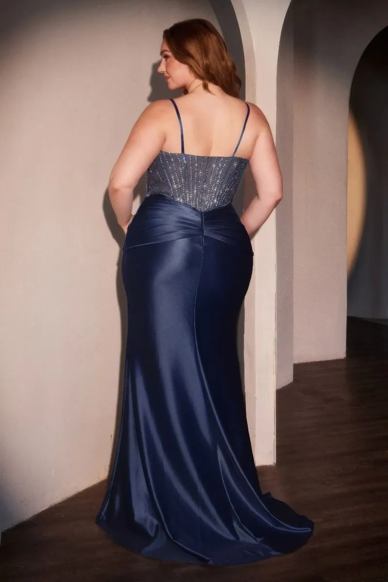 Fitted Satin Embellished Dress (CD752C)