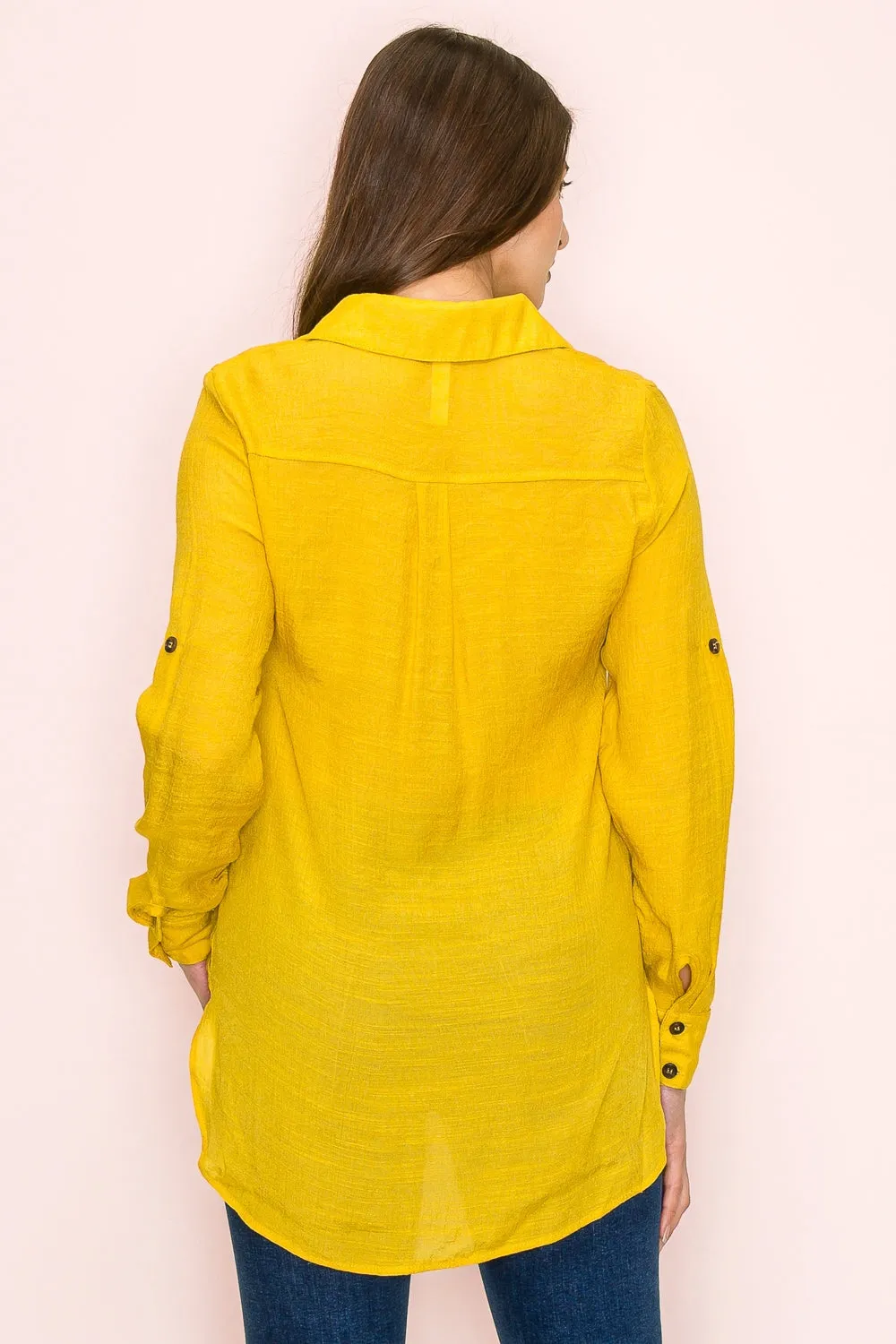 FLAP POCKET BUTTON DOWN FRONT BOYFRIEND SHIRT