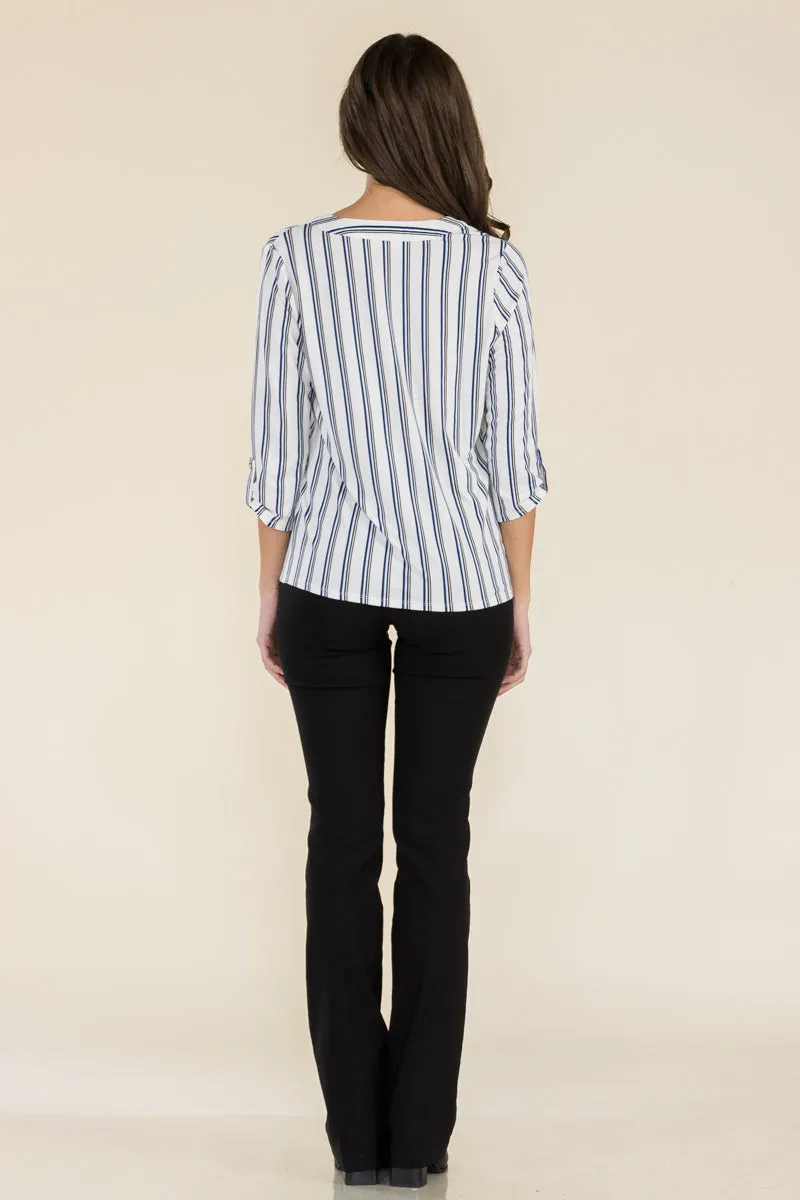 FLAT BUTTON FULL PLACKET MANDERINE SHIRT