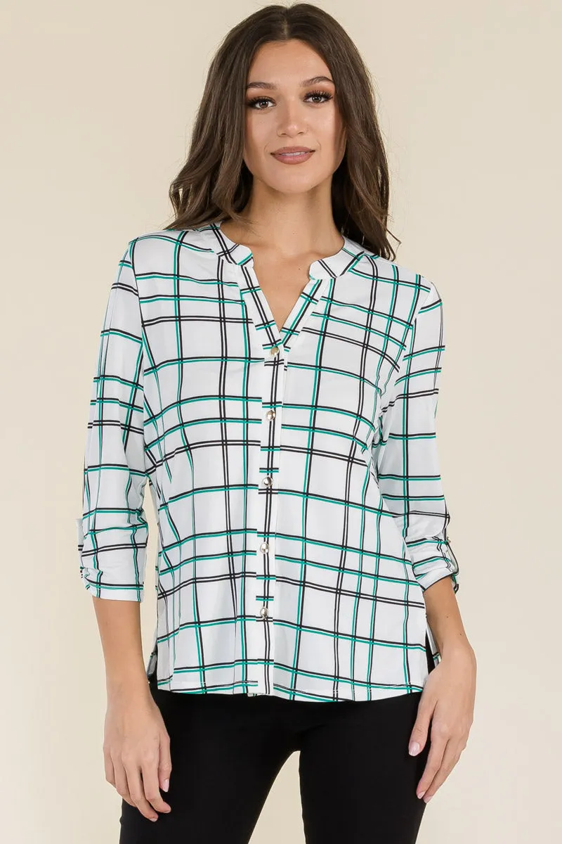 FLAT BUTTON FULL PLACKET MANDERINE SHIRT