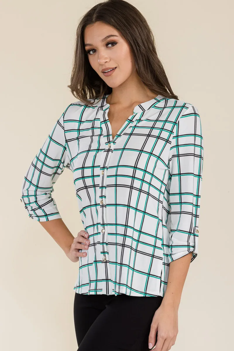 FLAT BUTTON FULL PLACKET MANDERINE SHIRT