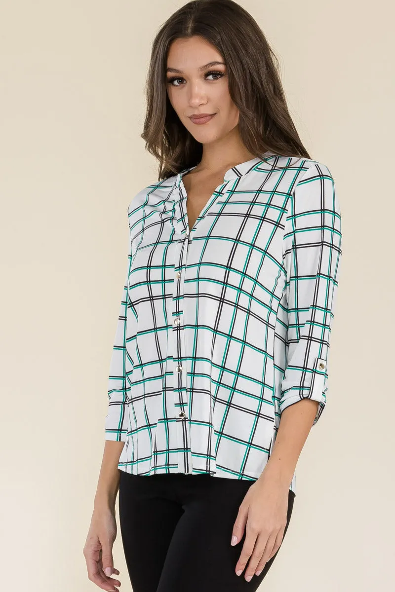 FLAT BUTTON FULL PLACKET MANDERINE SHIRT