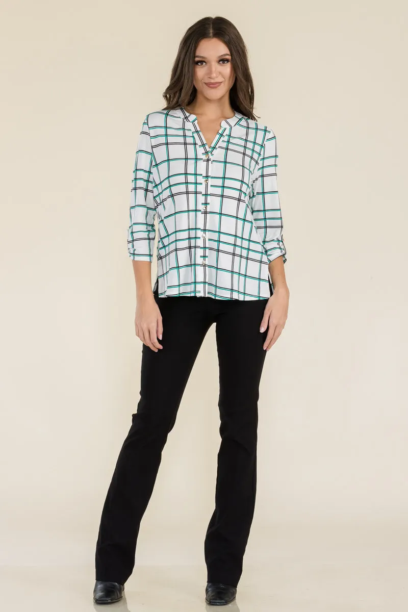 FLAT BUTTON FULL PLACKET MANDERINE SHIRT