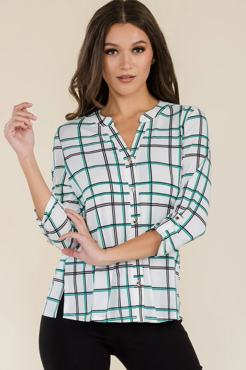 FLAT BUTTON FULL PLACKET MANDERINE SHIRT