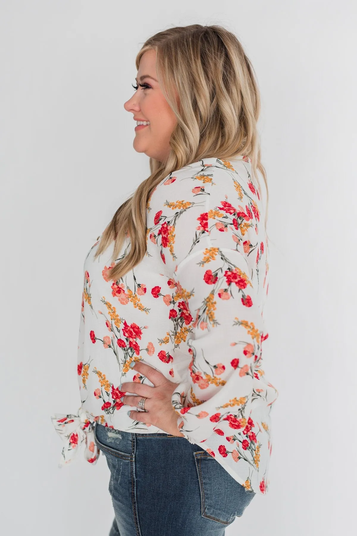 Floral Fantasy Tie Blouse - Off White