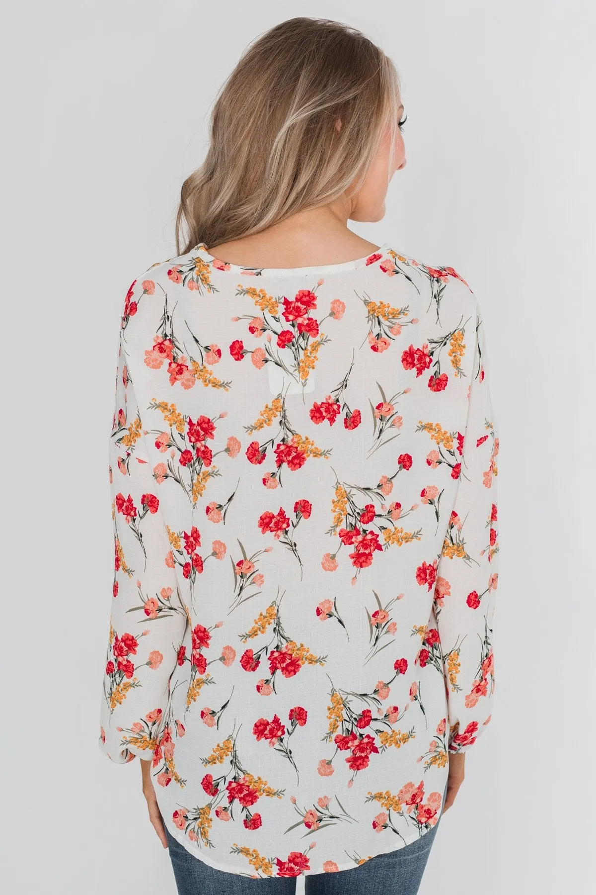 Floral Fantasy Tie Blouse - Off White