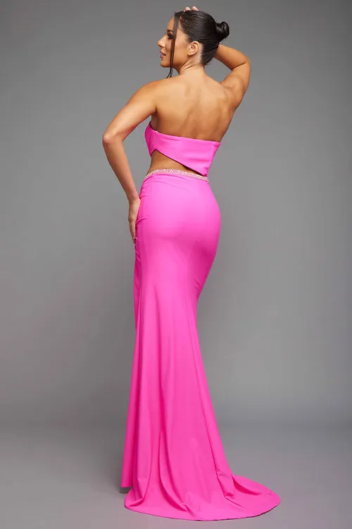 Fuchsia Mermaid Fitted Ballgown W/Skirt Slit