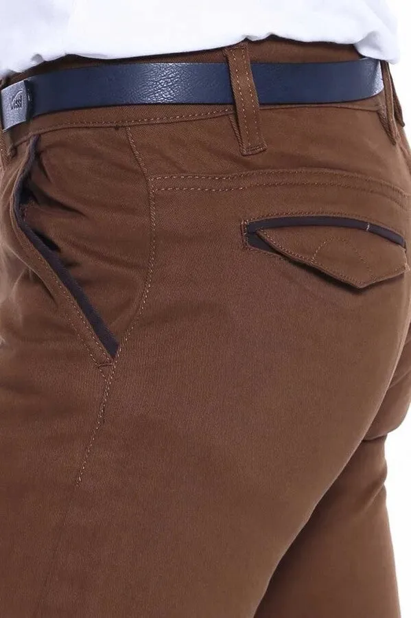 Gabardin Brown Men Pants - Wessi
