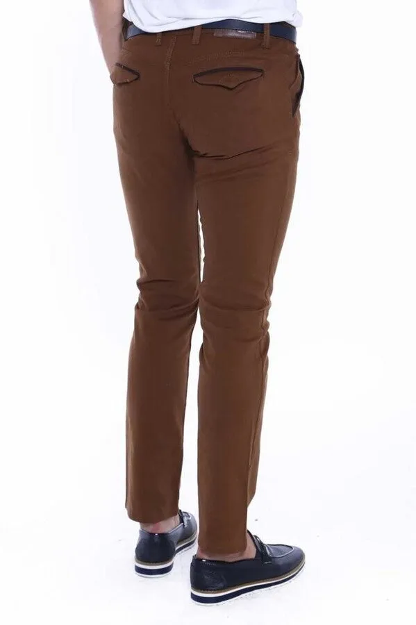 Gabardin Brown Men Pants - Wessi