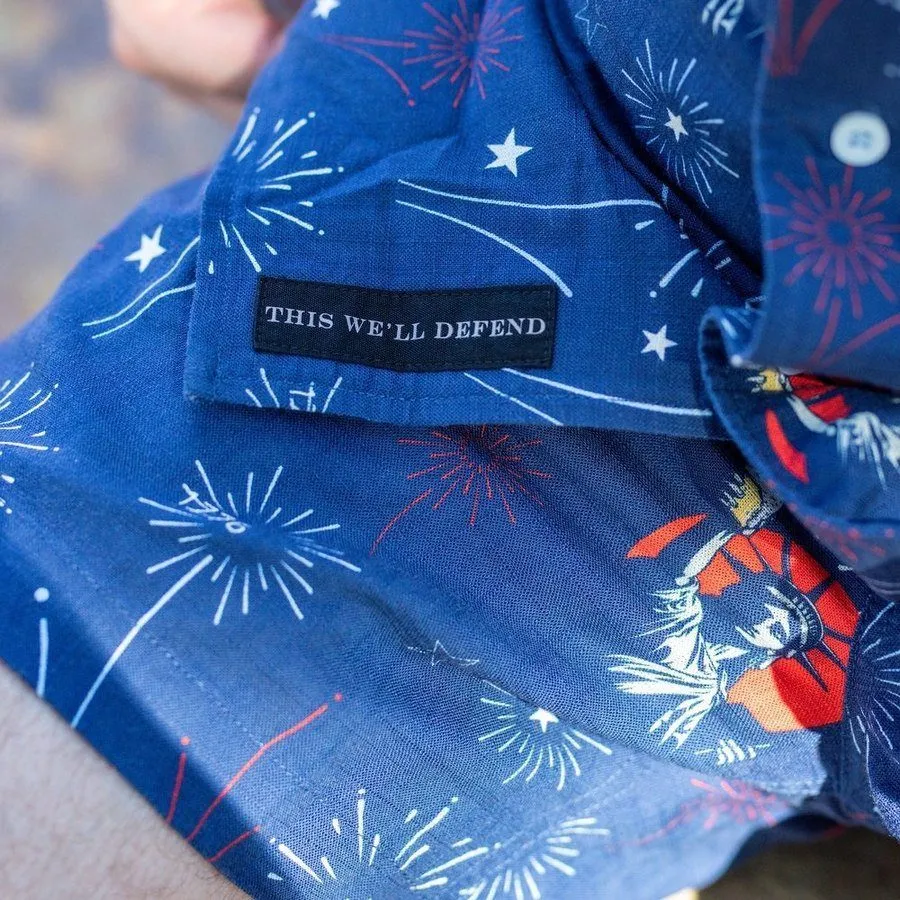 Getaway Toast Of Freedom Button Down - Navy