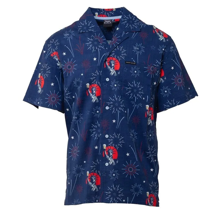 Getaway Toast Of Freedom Button Down - Navy
